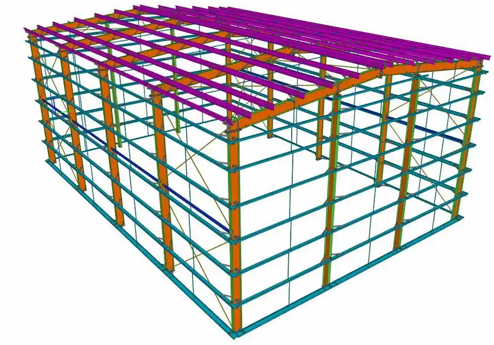 Complex multi-level industrial plant facility 3D model designed in STAad pro featuring structural steel frameworks, piping systems, and storage vessels